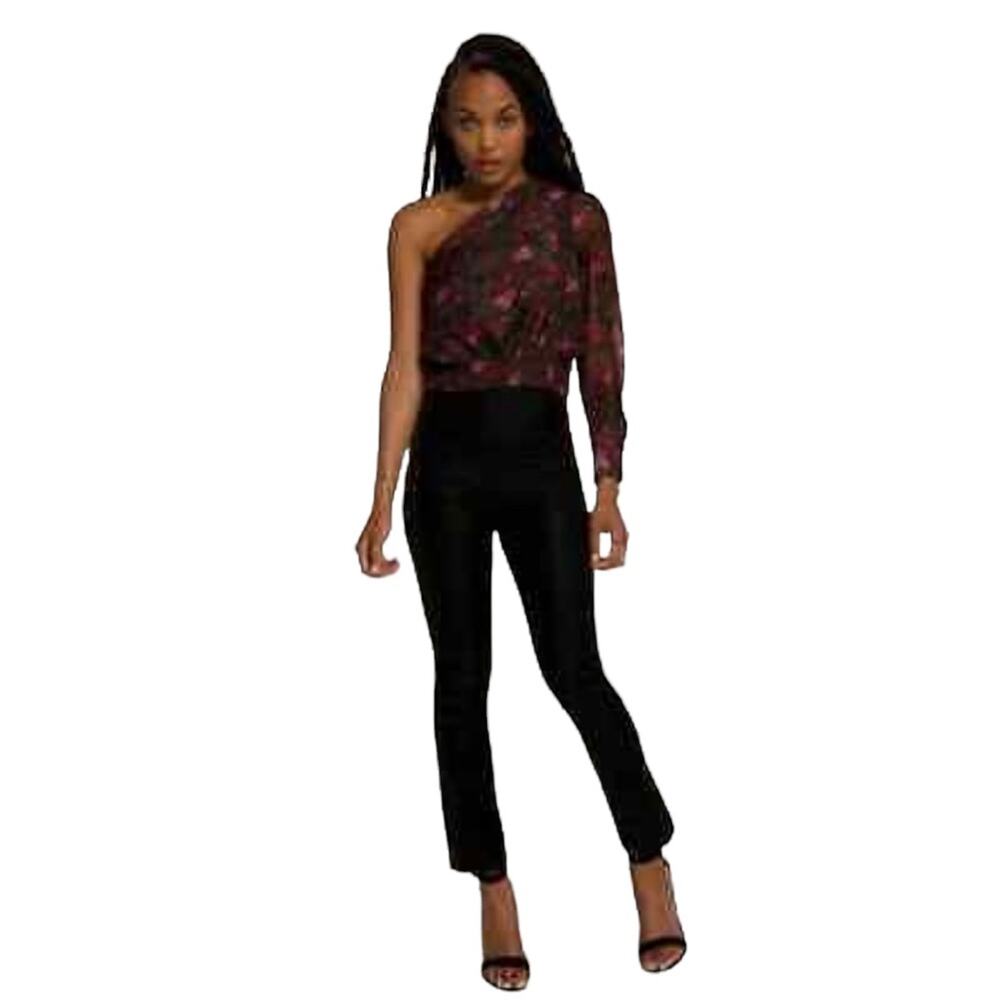 Good American Moody Red & Black One Shoulder Long Sleeve Blouse 3X NWT